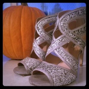 Silver glitter shimmering heels
